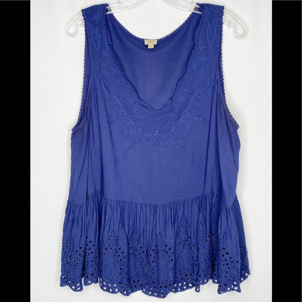 Royal Blue Eyelet Camisole Tank 1X